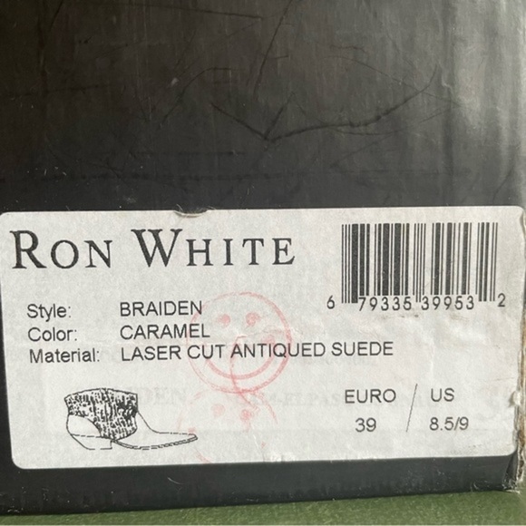 NWT Ron White BRAIDEN Laser Cut Booties in Caramel Antiqued Suede *Italy* - Picture 8 of 11